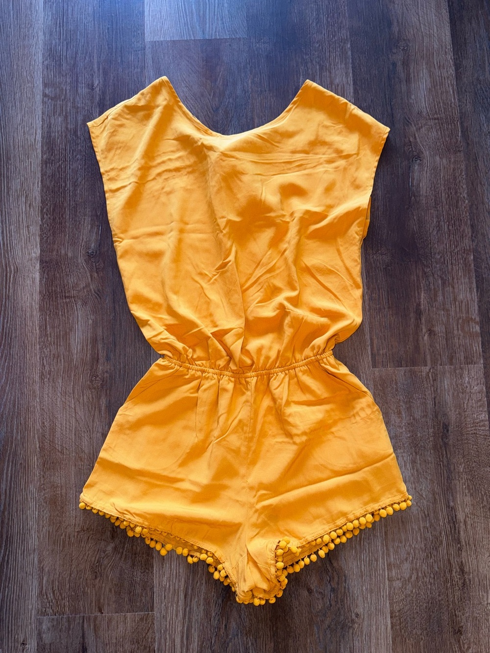Forever 21 Yellow Pom-Trim Romper size S